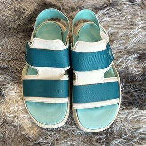 adidas Kids Teal and Light Blue Double-Strap Sandals